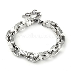 304 Stainless Steel Box Chain Bracelet, Stainless Steel Color, 7-1/8 inch(18cm)(STAS-Z055-06P)