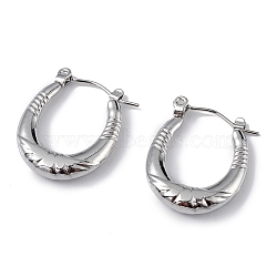 Non-Tarnish 304 Stainless Steel Oval Hoop Earrings for Women, Stainless Steel Color, 21.5x17.5x3.5mm, Pin: 0.5mm(EJEW-I284-09P)