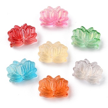 Transparent Acrylic Beads, Lotus, Mixed Color, 10.5x14.5x6mm, Hole: 1.2mm