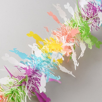 Polyester Lace Trim Ribbons, for Wedding Party Decoration, Skirts Decoration Making, Rabbit, 4-1/2 inch(115mm), about 2.19 Yards(2m)/pc