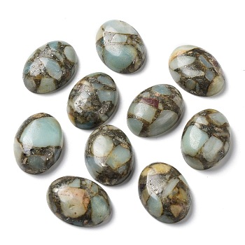 Synthetic Amazonite Cabochons, Dyed, Oval, 25~25.5x18~18.5x7.2mm