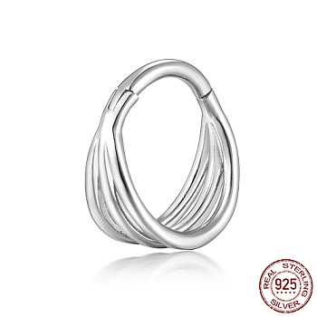 Rhodium Plated 925 Sterling Silver Triple Rings Hoop Earrings for Women, Platinum, 5mm