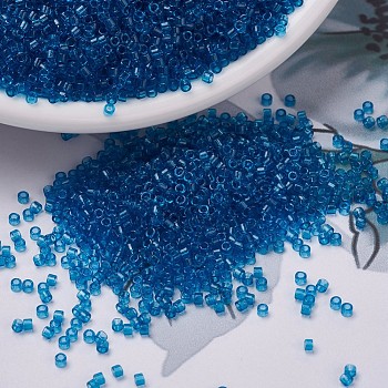 MIYUKI Delica Beads Small, Cylinder, Japanese Seed Beads, 15/0, (DBS0714) Transparent Capri Blue, 1.1x1.3mm, Hole: 0.7mm, about 175000pcs/bag, 50g/bag