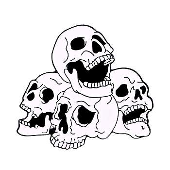 Halloween Creative Horror Skull Punk Alloy with Enamel Brooch, White, 30x28mm