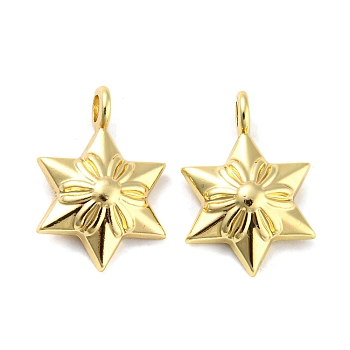 Alloy Pendants, Lead Free & Cadmium Free, Star of David with Flower Pattern, Golden, 18x12x4mm, Hole: 2.5mm