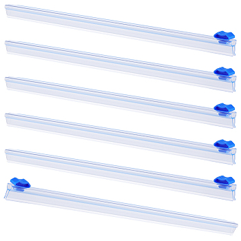 12Pcs Plastic Reusable Cling Film Slide Cutter, for Food Wrap, Aluminum Foil and Wax Paper, Film Dispenser, Blue, 330x15.5x9.5mm, Slot: 3mm