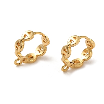 Brass Earring Findings, Ring, Real 18K Gold Plated, 15x4mm, Hole: 1.2mm, Pin: 0.8mm