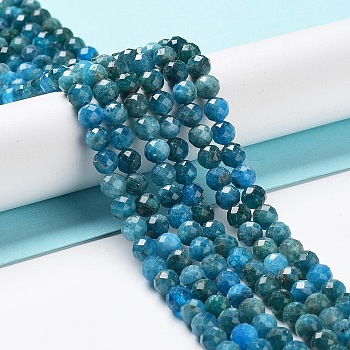 Natural Apatite Beads Strands, Faceted, Round, 5.8mm, Hole: 0.8mm, about 72pcs/strand, 15.43 inch(39.2cm)
