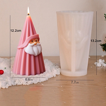 3D Christmas Santa Claus DIY Silicone Candle Molds, Aromatherapy Candle Moulds, Scented Candle Making Molds, White, 7.7x13.2cm