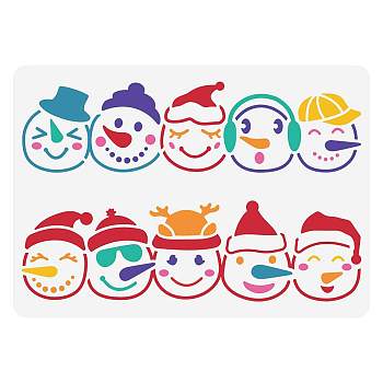 Plastic Drawing Painting Stencils Templates, for Painting on Scrapbook Fabric Tiles Floor Furniture Wood, Rectangle, Snowman Pattern, 29.7x21cm