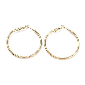 Ring 304 Stainless Steel Hoop Earrings for Women Men, Golden, 12 Gauge, 40x2mm, Pin: 0.6mm