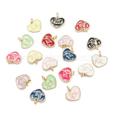 Mixed Color Heart Brass+Enamel Charms