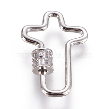 Platinum Clear Cross Brass Locking Carabiner