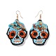 Halloween Skull Glass Seed Braided Big Dangle Earrings(EJEW-B011-06C)-1
