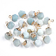 Electroplate Natural Amazonite Star Cut Round Charms(G-S344-08F)-1