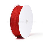 Sparkle Polyester Satin Ribbon, for Gift Packaging, Red, 1 inch(26mm), about 20.00 Yards(18.29m)/Roll(SRIB-T009-04C)