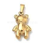 304 Stainless Steel Pendants, with 201 Stainless Steel Snap On Bails, Golden, Ion Plating(IP), Bear, 20x13x5mm, Hole: 5.3x2.8mm(STAS-F336-10G-01)