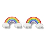 Printed Wood Beads, Rainbow, Colorful, 12.5x23x6mm, Hole: 2.5mm(WOOD-G022-32)