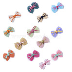 Handmade Woven Costume Accessories, Bowknot & Hair Bows, Mixed Color, 35~40x44.5~48x12~14mm(WOVE-T014-01)