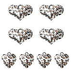 8Pcs 2 Colors Acrylic Pendants, Heart-shaped with Leopard Print Pattern, with Loop, Silver, 27x24.5~39.5x11.5~13mm, Hole: 2.5~4.5x5mm, 4pcs/style(OACR-YW0002-55)