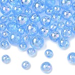 150Pcs 3 Styles Transparent Acrylic Beads, AB Colors Plated, Round, Cornflower Blue, 6~10mm, Hole: 1.8~2mm, 50pcs/style(MACR-YW0003-96A)