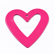 Spray Painted Iron Pendants, Heart, Deep Pink, 37.5x38x1.5mm, Hole: 1.8mm(IFIN-T011-33A)
