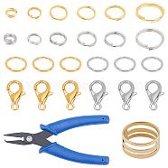 PANDAHALL ELITE Iron Double Snap Ring, with Zinc Alloy Lobster Claw Clasps, Brass Rings, Iron Jump Rings, Golden & Silver, Ring: 2440pcs/set(FIND-PH0001-21)
