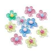 Flower Transparent Resin Cabochons, Mixed Color, 30x29x7.8mm(X-RESI-G041-B01)