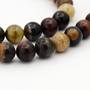 Natural Chinese Writing Stone Round Bead Strands, 12mm, Hole: 1mm, about 34pcs/strand, 15.7 inch(G-P010-12-12mm)