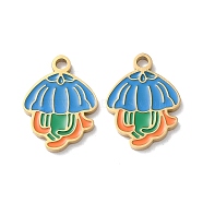 Ion Plating(IP) 304 Stainless Steel Pendants, with Enamel, Jellyfish Charm, Golden, 16.5x12x1.5mm, Hole: 1.8mm(STAS-C083-11G-01)