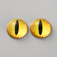 Glass Cat Eye Decorative Eye Piece, Half Round, Gold, 30x15mm(DIY-WH0110-26E)