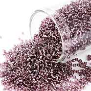TOHO Round Seed Beads, Japanese Seed Beads, (26B) Silver Lined Medium Amethyst, 15/0, 1.5mm, Hole: 0.7mm, about 3000pcs/10g(X-SEED-TR15-0026B)