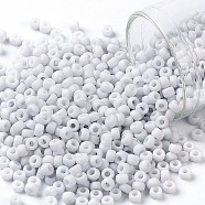 TOHO Round Seed Beads, Japanese Seed Beads, (767) Opaque Pastel Frost Light Gray, 8/0, 3mm, Hole: 1mm, about 222pcs/10g(X-SEED-TR08-0767)