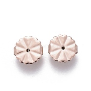 Ion Plating(IP) 304 Stainless Steel Ear Nuts, Butterfly Earring Backs for Post Earrings, Flower, Rose Gold, 10.5x4.5mm, Hole: 1.2mm(STAS-F203-06RG)