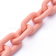 Handmade Acrylic Cable Chains, Oval, for Jewelry Making, Light Salmon, 31x19.5x5.5mm, 39.37 inch(1m)/strand(AJEW-JB00630-04)