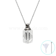 Mini Clear Glass Pet Urn Ashes Bottle Pendant Necklaces, Titanium Steel Cable Chain Memorial Jewelry for Unisex, Stainless Steel Color, Rectangle, 23.62 inch(60cm)(PW-WGCA5AD-02)