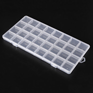 Plastic Bead Storage Containers, 32 Compartments Organizer Boxes, Rectangle, Clear, 26x13.3x1.4cm, Hole: 16.5x6.5mm, Compartment: 3.1x3.1cm(CON-S043-032)