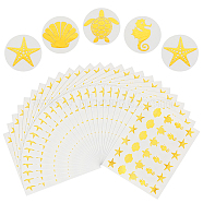 Round Dot Paper Sealing Stickers, Self-Adhesive Gift Decals for Packaging, Gold Color, Starfish, 150x164x0.2mm, Sticker: 25mm, 30pcs/sheet(DIY-WH0349-137C)