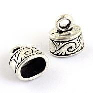 Tibetan Style Alloy Cord Ends, End Caps, Cadmium Free & Lead Free, Antique Silver, 11.5x10x7mm, Hole: 3mm, Inner Diameter: 5x7.5(X-TIBEP-S300-03AS-RS)