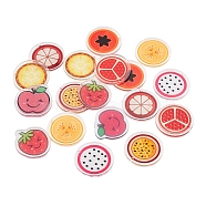 18Pcs Acrylic Pendants, PVC Printed on the Front, with Film on the Back, Sliced Fruit, Mixed Fruit, Mixed Color, 25x2mm, Hole: 1.5mm(OACR-YW0001-22)