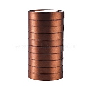 Single Face Satin Ribbon, Polyester Ribbon, Brown, Size: about 5/8 inch(16mm) wide, 25yards/roll(22.86m/roll), 250yards/group(228.6m/group), 10rolls/group(SRIB-Y032)