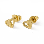 Vacuum Plating 304 Stainless Steel Tiny Heart Stud Earrings for Women, Golden, 5.5x7mm, Pin: 0.8mm(EJEW-P212-04G)