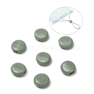 PVC Plastic Cord Lock for Mouth Cover, Anti Slip Cord Buckles, Rope Adjuster, Flat Round, Light Grey, 10x4mm, Hole: 1.6mm and 1.6x4mm(KY-K011-11)