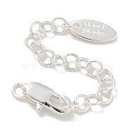 Brass Chain Extender, with Lobster Claw Clasps, Oval, 925 Sterling Silver Plated, 75mm, Hole: 2.5mm(KK-P284-10S)