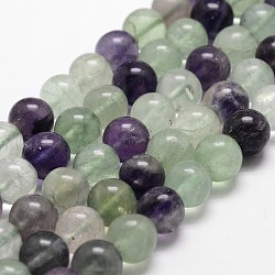 Natural Fluorite Bead Strands, Round, Grade AB, 8mm, Hole: 1mm, about 50pcs/strand, 14.9 inch~15.1  inch(X-G-D840-56-8mm-AB)