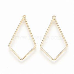 Brass Pendants, Quadrangle, Nickel Free, Real 18K Gold Plated, 28.5x15.5x1mm, Hole: 0.5mm(X-KK-S345-052)