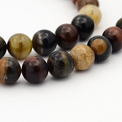 Natural Chinese Writing Stone Round Bead Strands, 12mm, Hole: 1mm, about 34pcs/strand, 15.7 inch(G-P010-12-12mm)