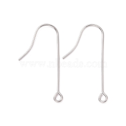 316 Surgical Stainless Steel Earring Hooks, with Horizontal Loops, Stainless Steel Color, 28mm, Hole: 1.8mm, 21 Gauge, Pin: 0.7mm(STAS-E027-02B-P)