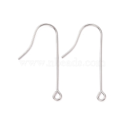 Tarnish Resistant 316 Surgical Stainless Steel Earring Hooks, with Horizontal Loops, Stainless Steel Color, 28mm, Hole: 1.8mm, 21 Gauge, Pin: 0.7mm(STAS-E027-02B-P)