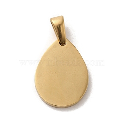 Vacuum Plating 304 Stainless Steel Stamping Blank Tag Pendants, Teardrop Charm, Golden, 17x12x1.5mm, Hole: 2x6mm(STAS-B053-04G)